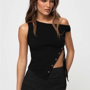 Princess Polly Black Asymmetrical Tank Top